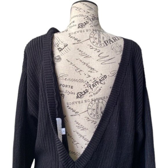 Callahan black backless V-cut knitted sweater size M - Picture 3 of 7